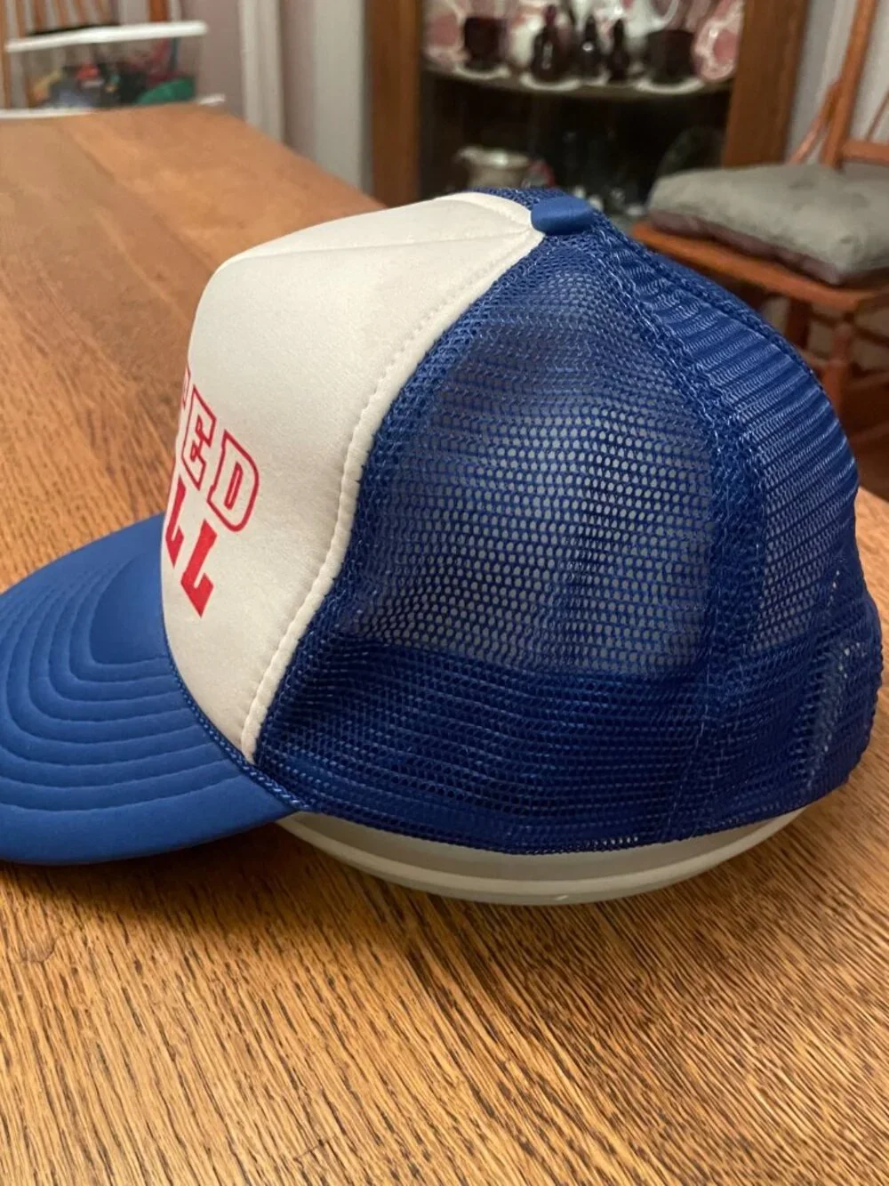United McGill Blue and White Snapback Trucker Hat Cap by Nissin